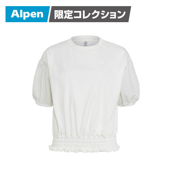 adidas パフスリーブ半袖Tシャツ オフホワイト