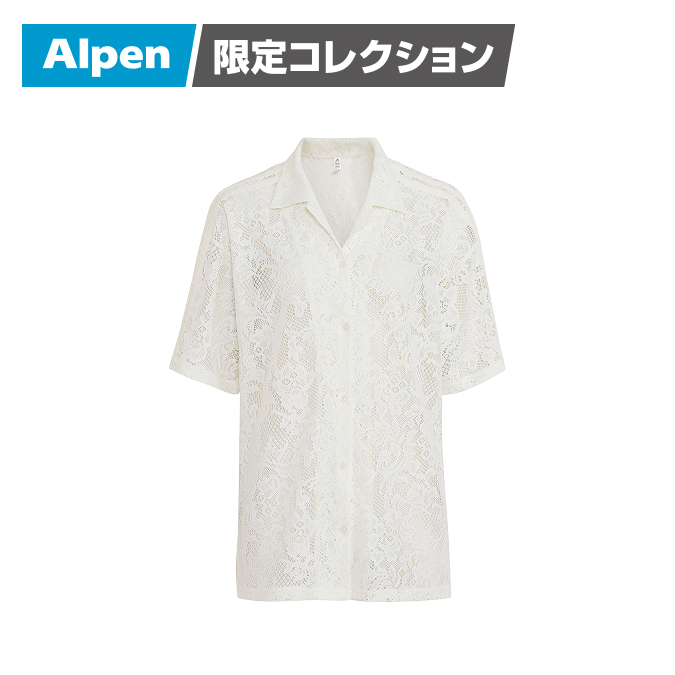 adidas レース半袖シャツ オフホワイト