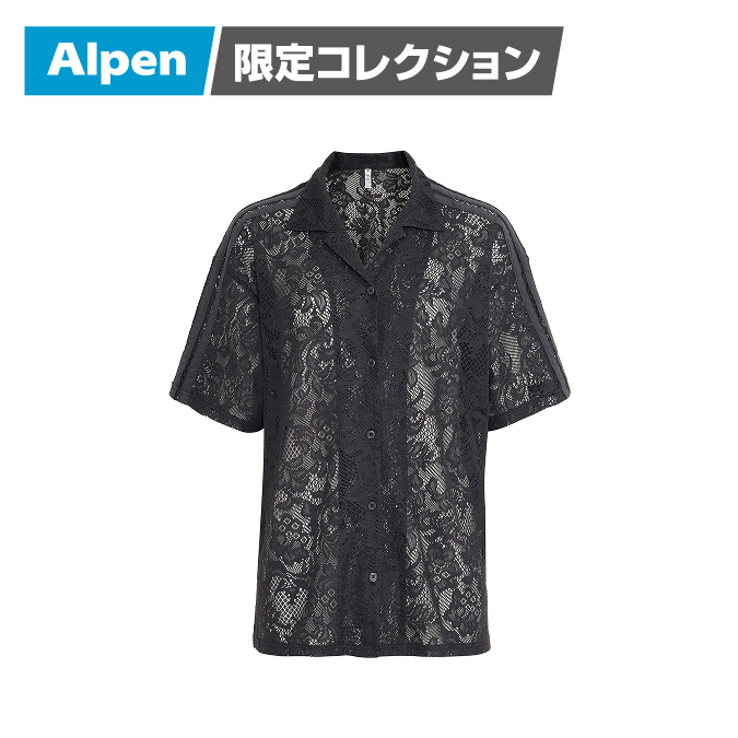 adidas レース半袖シャツ ブラック