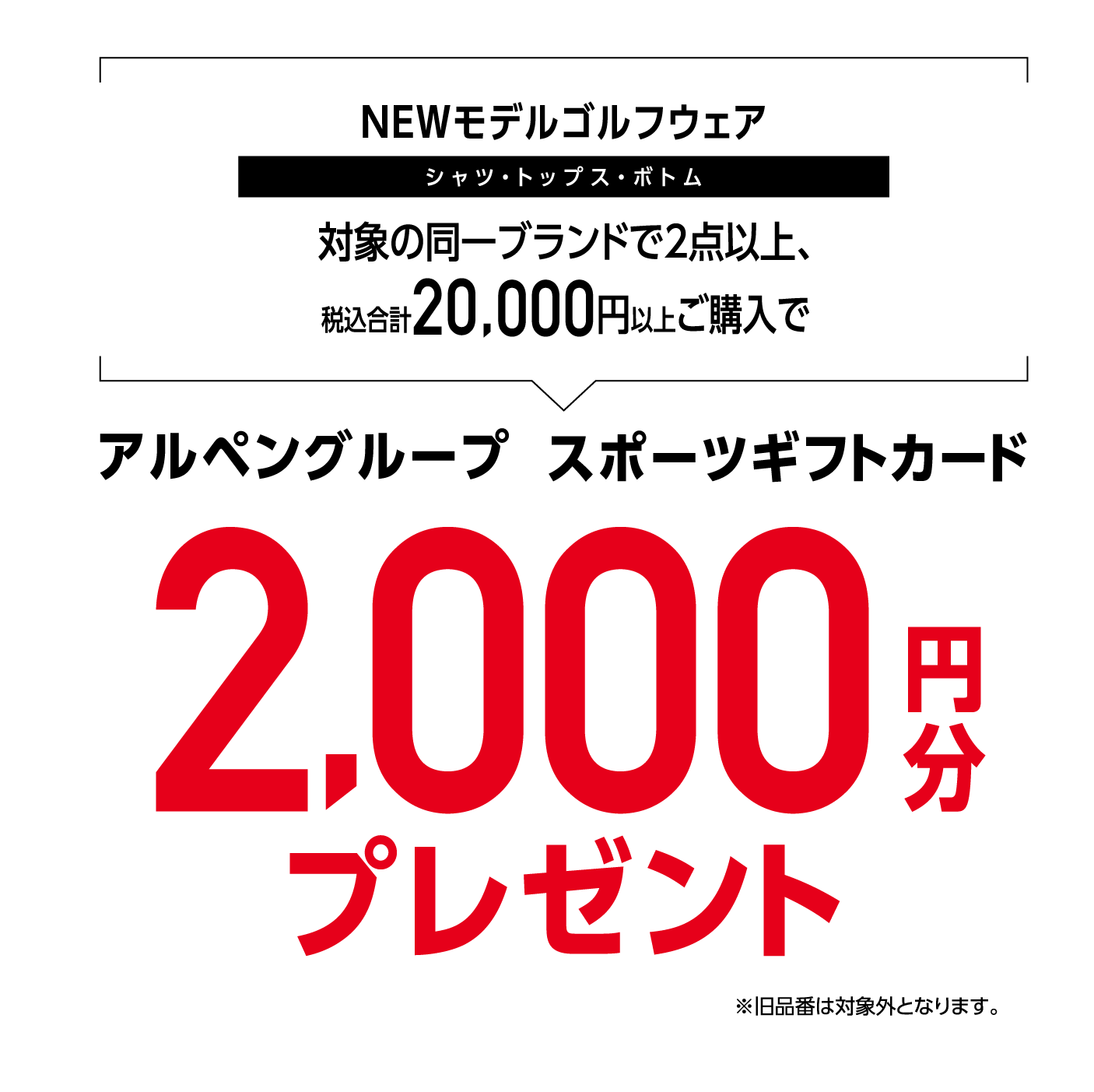 対象の同一ブランドで２点以上、税込合計20,000円以上ご購入で アルペングループスポーツギフトカード2,000円分プレゼント