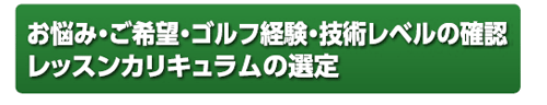 お悩み・ご希望・ゴルフ経験・技術レベルの確認　レッスンカリキュラムの選定